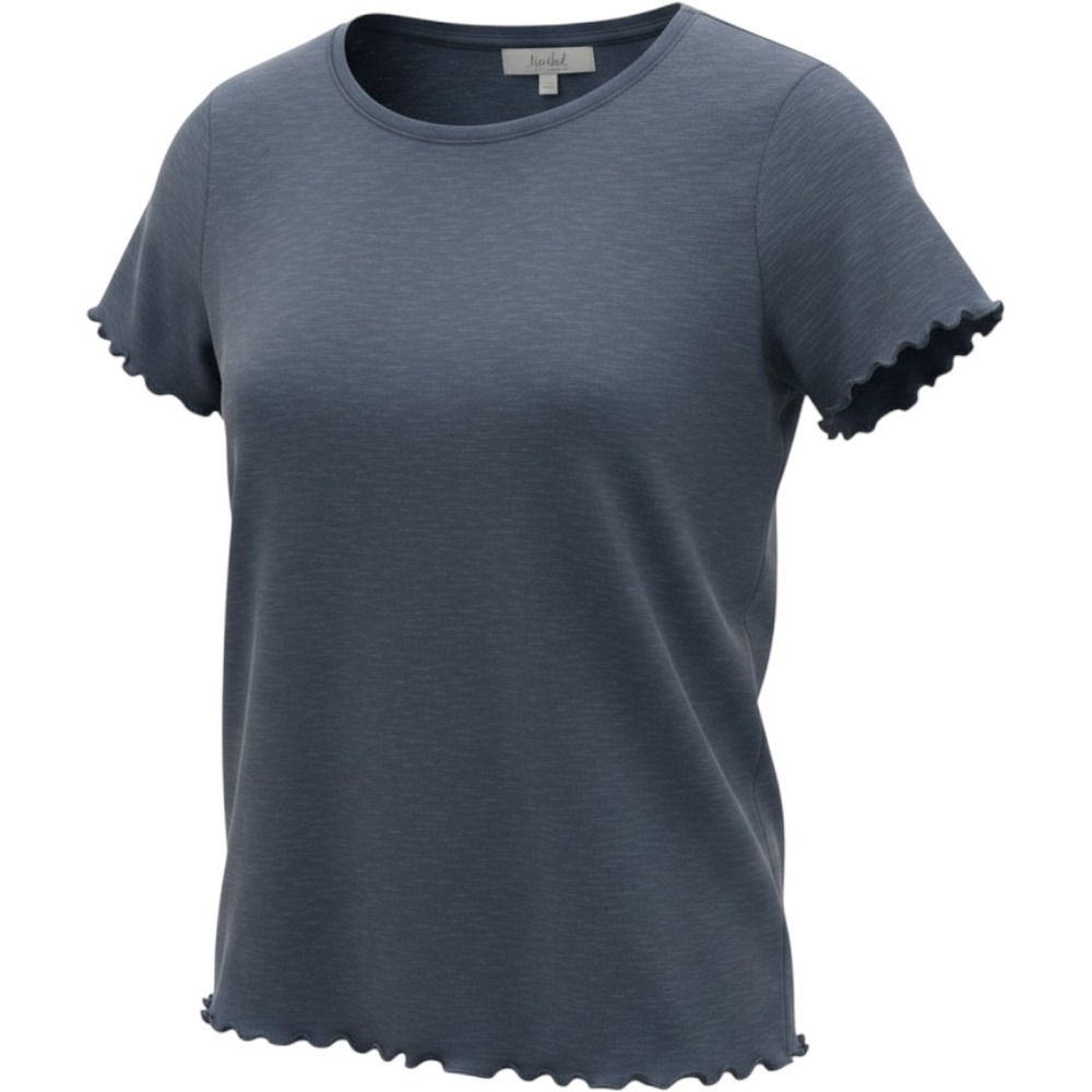 Marled Reunited Clothing Women Navy Lettuce Edge Slub T-Shirt 818-CSB459 Size‎ M